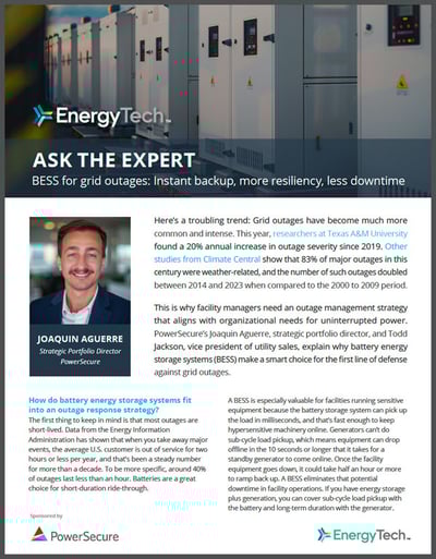 BESS for grid outages Energy Tech
