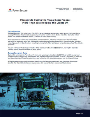 Microgrids During the Texas Deep Freeze